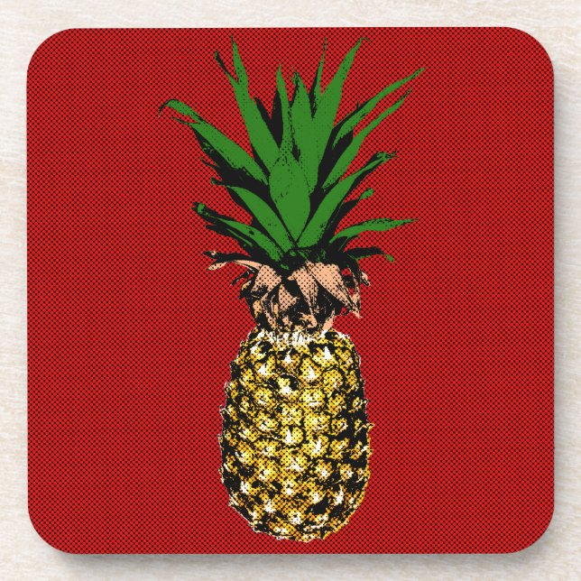 Pineapple Newsprint Image Beverage Coaster (Front)