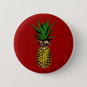 Pineapple Newsprint Image Button