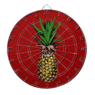 Pineapple Newsprint Image Dartboard With Darts