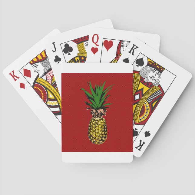 Pineapple Newsprint Image Poker Cards (Back)