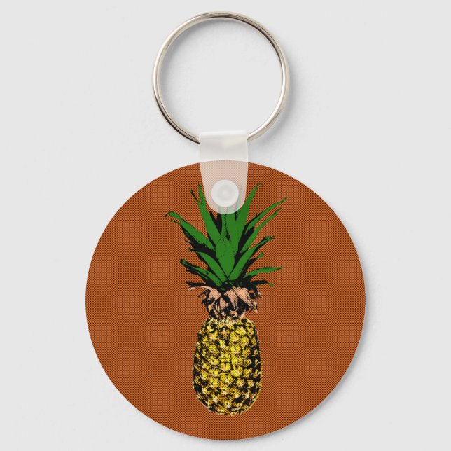 Pineapple Newsprint Keychain (Front)
