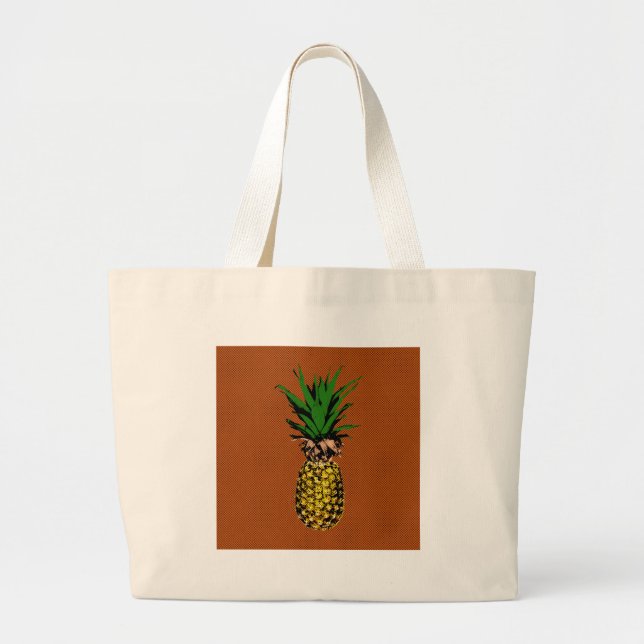 Pineapple Newsprint Large Tote Bag (Front)