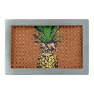Pineapple Newsprint Rectangular Belt Buckle
