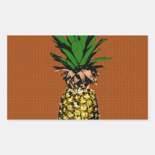 Pineapple Newsprint Rectangular Sticker