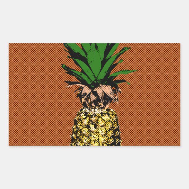 Pineapple Newsprint Rectangular Sticker (Front)