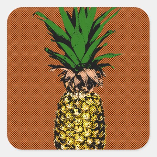 Pineapple Newsprint Square Sticker