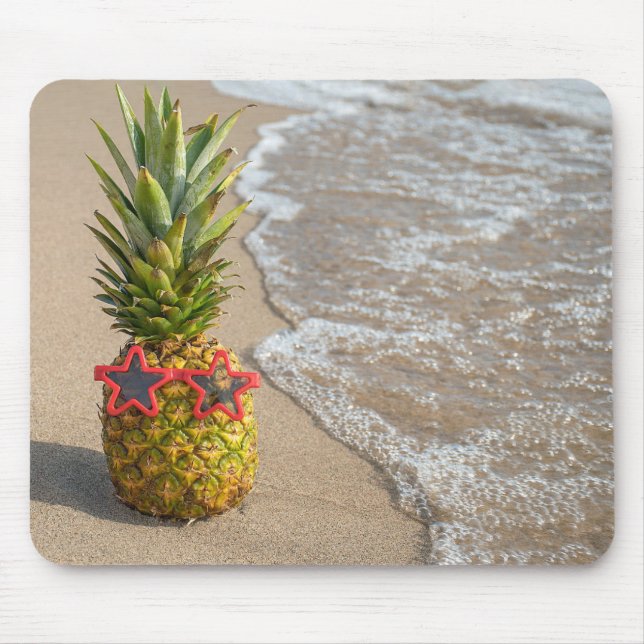 Pineapple On Beach Sand Mouse Pad (Front)