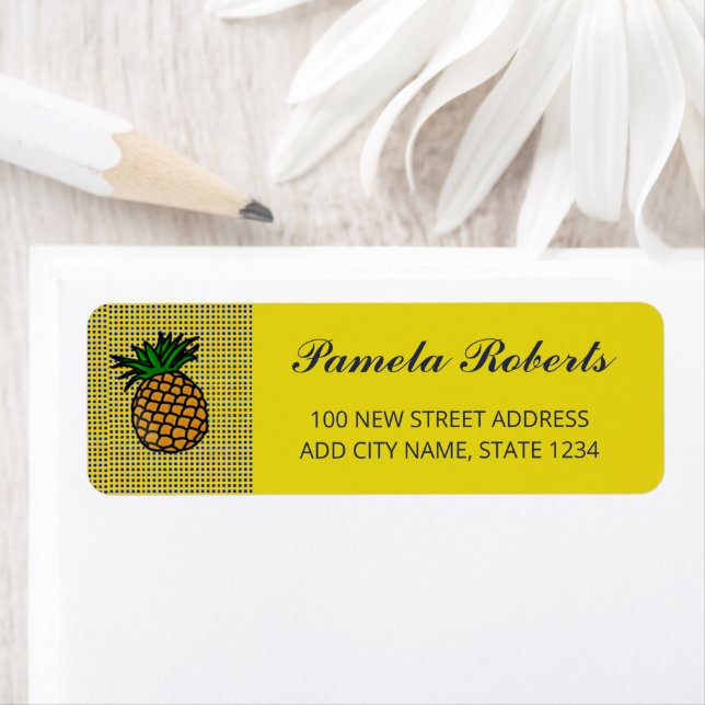 Pineapple on block pattern label (Insitu)
