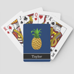 Pineapple on Dark Blue with Name Poker Cards