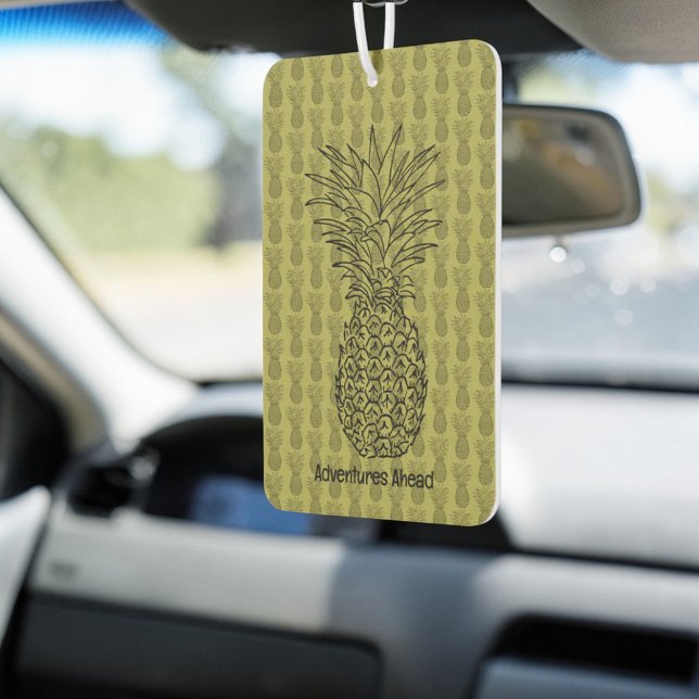 Pineapple on Green Background Pattern Air Freshener (Creator Uploaded)