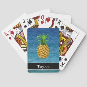 Pineapple on Ocean Background with Name Poker Cards