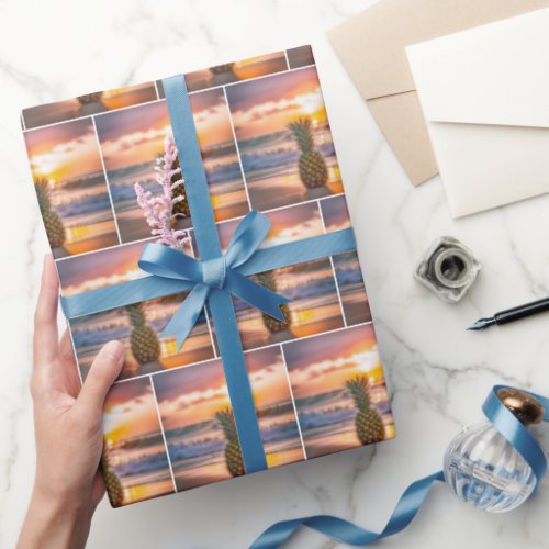Pineapple On Sunset Beach Wrapping Paper
