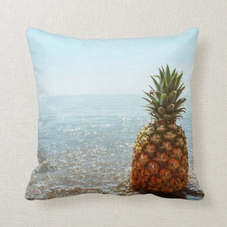 Pineapple On The Beach - Throw Pillow