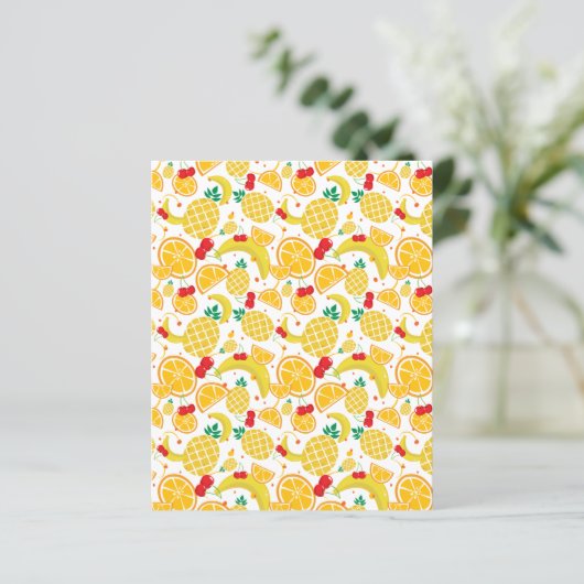 Pineapple Oranges Banana Cherry Whimsical Pattern (Standing Front)