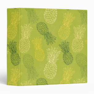 Pineapple Outline Pattern on Green 3 Ring Binder