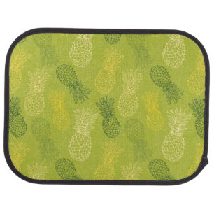 Pineapple Outline Pattern on Green Car Floor Mat