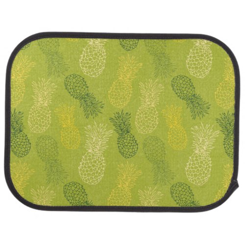 Pineapple Outline Pattern on Green Car Floor Mat
