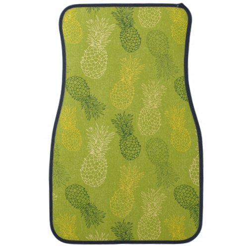 Pineapple Outline Pattern on Green Car Floor Mat