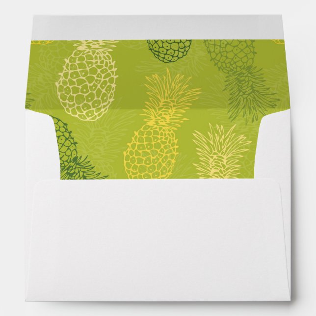 Pineapple Outline Pattern on Green Envelope (Back (Bottom))