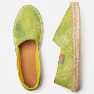 Pineapple Outline Pattern on Green Espadrilles