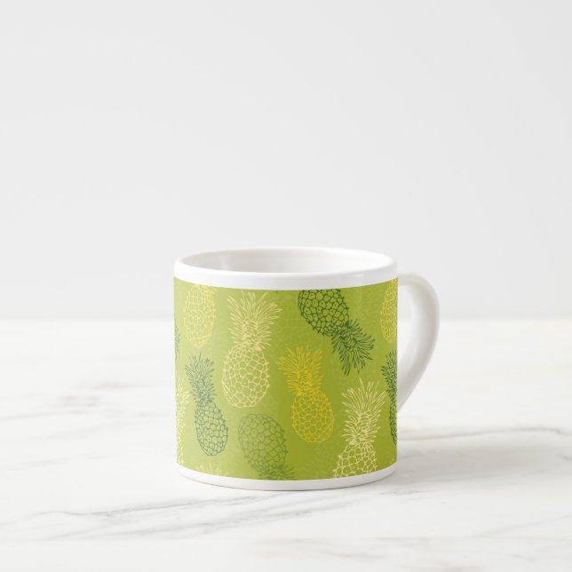 Pineapple Outline Pattern on Green Espresso Cup (Front Right)
