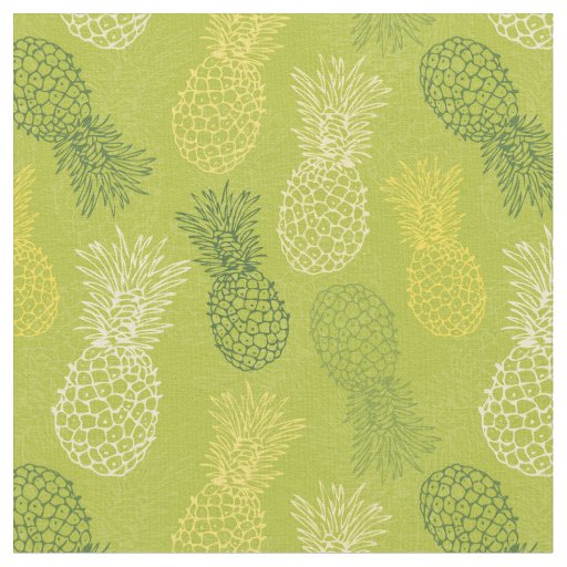 Pineapple Outline Pattern on Green Fabric