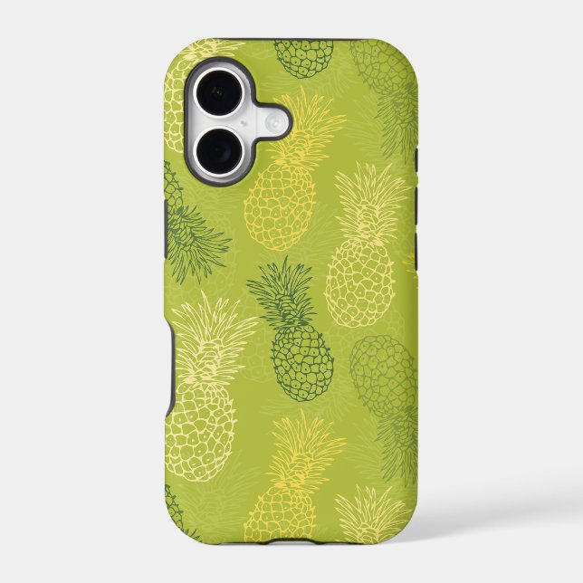 Pineapple Outline Pattern on Green Iphone Case (Back)