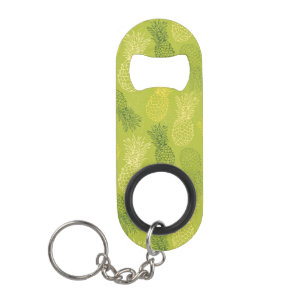 Pineapple Outline Pattern on Green Keychain Bottle Opener