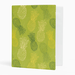 Pineapple Outline Pattern on Green Mini Binder