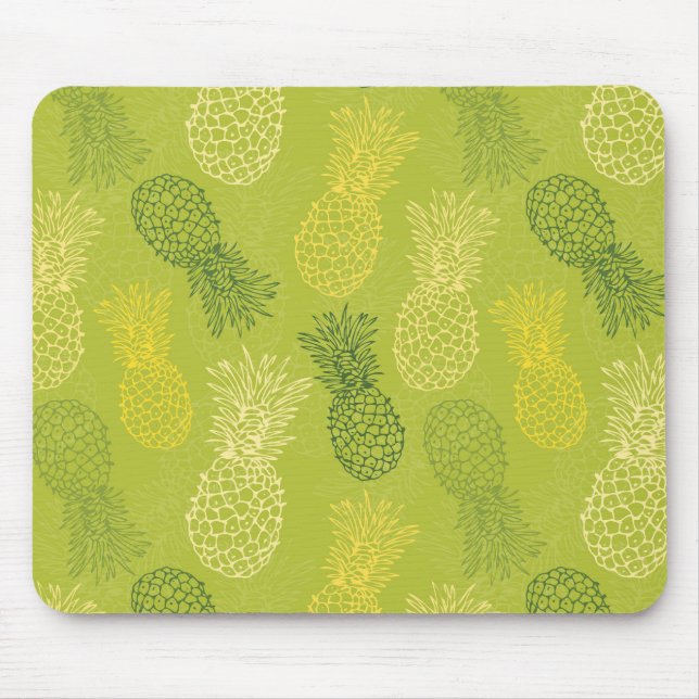 Pineapple Outline Pattern on Green Mouse Pad (Front)