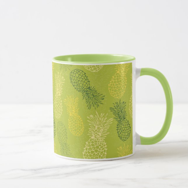 Pineapple Outline Pattern on Green Mug (Right)
