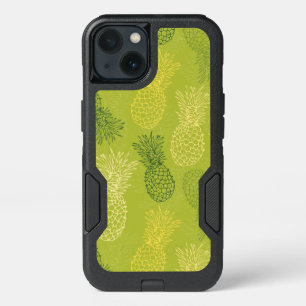 Pineapple Outline Pattern on Green iPhone 13 Case