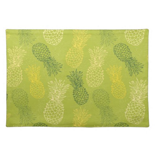 Pineapple Outline Pattern on Green Placemat