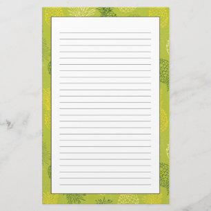 Pineapple Outline Pattern on Green Stationery