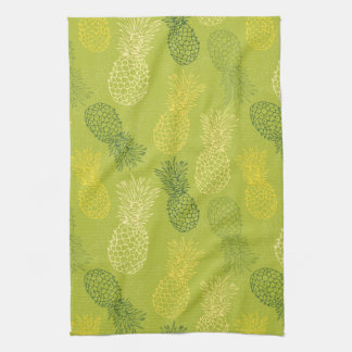 Pineapple Outline Pattern on Green Towel