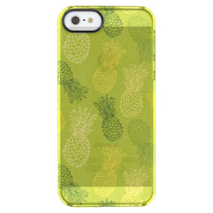 Pineapple Outline Pattern on Green Clear iPhone SE/5/5s Case
