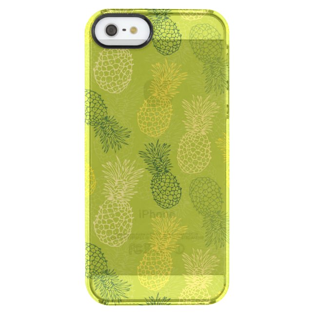Pineapple Outline Pattern on Green Uncommon iPhone Case (Back)