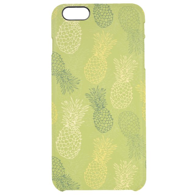 Pineapple Outline Pattern on Green Uncommon iPhone Case (Back)