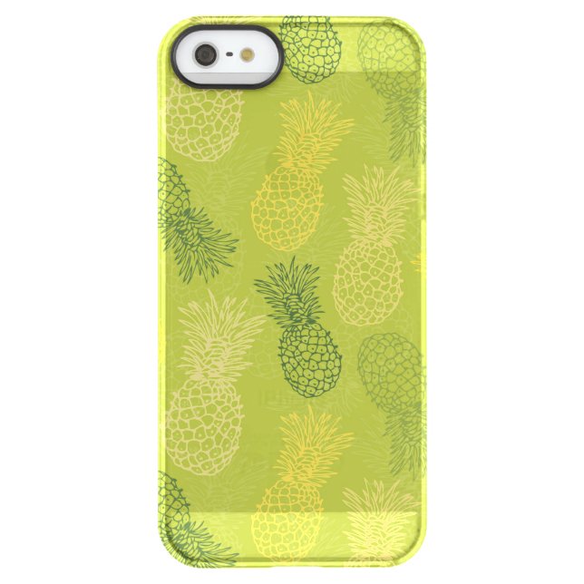 Pineapple Outline Pattern on Green Uncommon iPhone Case (Back)