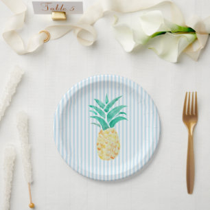 Pineapple Painting Luau Party Paper Plates