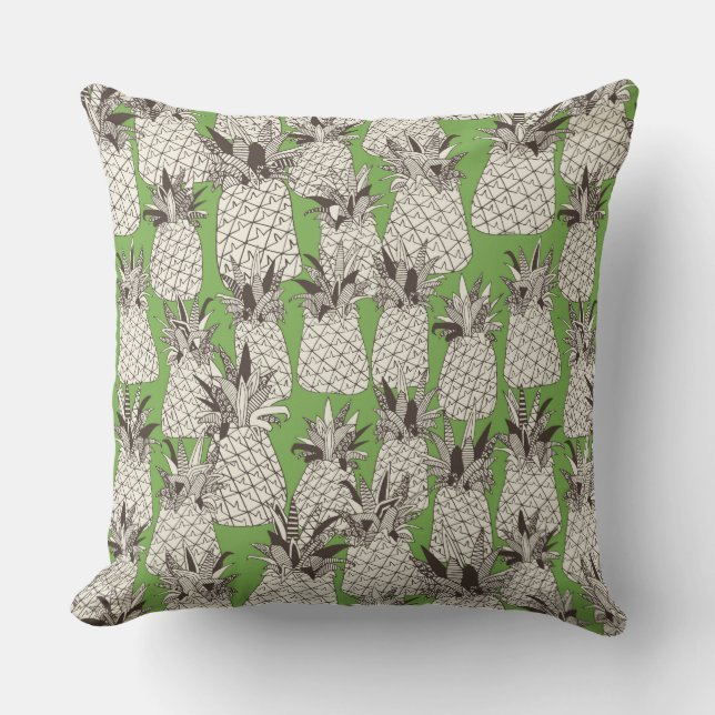 pineapple palm green throw pillow (Front)