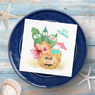 Pineapple Palm Hibiscus Tropical Beach Baby Shower Napkins