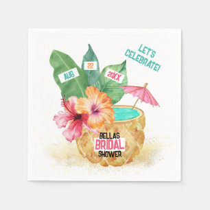 Pineapple Palm Tropical Beach Bridal Shower Napkins