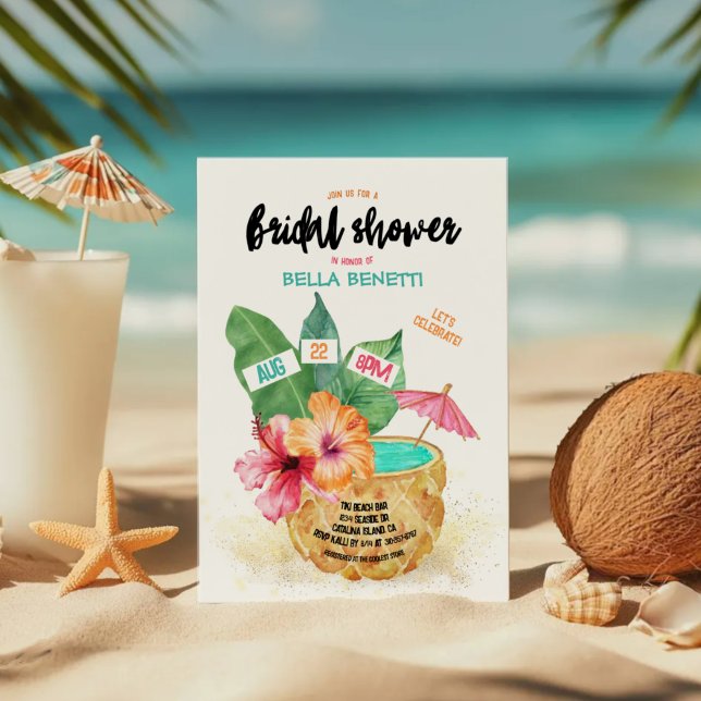 Pineapple Palm Tropical Bridal Shower  Invitation (Creator Uploaded)