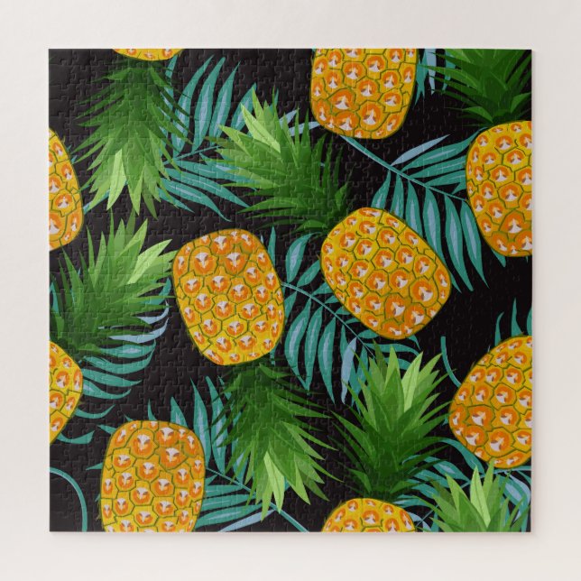 Pineapple Palms Black Tapestry Jigsaw Puzzle (Vertical)