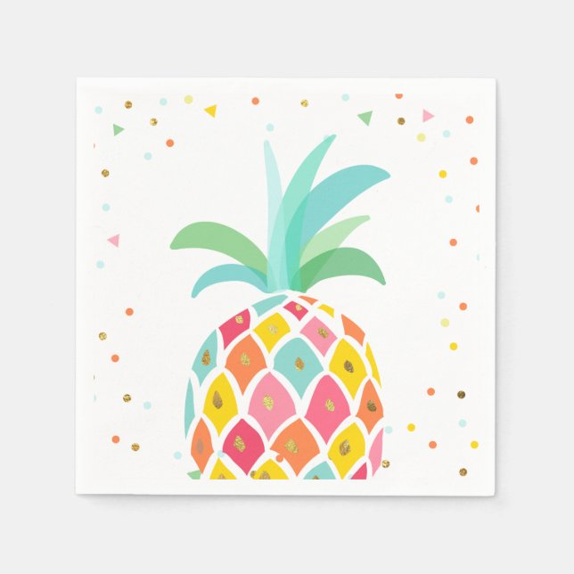 Pineapple Paper Napkins Birthday Tropical Aloha (Front)