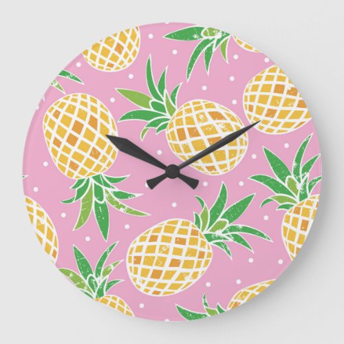 Pineapple Paradise Tropical Pattern Large Clock