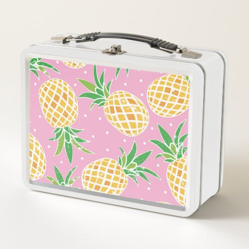 Pineapple Paradise Tropical Pattern Metal Lunch Box