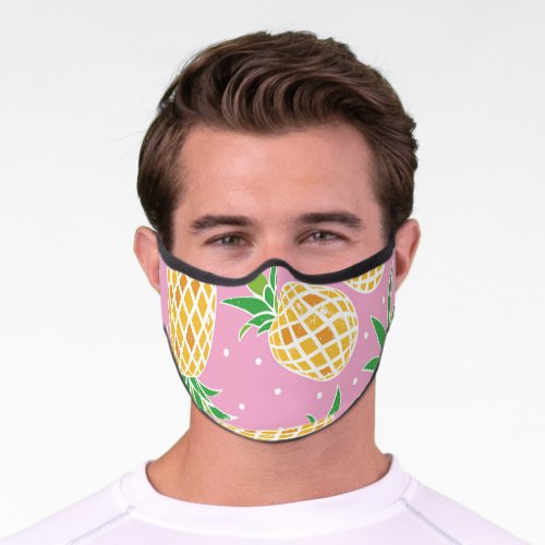 Pineapple Paradise Tropical Pattern Premium Face Mask
