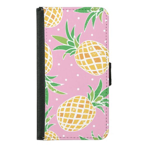 Pineapple Paradise Tropical Pattern Samsung Galaxy S5 Wallet Case